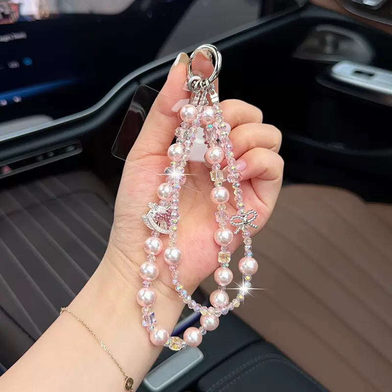 Double-Layer Crystal Carousel Horse Phone Charms