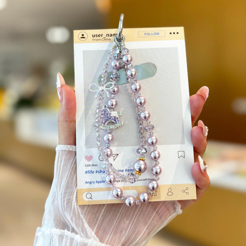 Double-Layer Crystal Carousel Horse Phone Charms